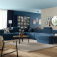 Sofa w kształcie lit U, 7-osobowa, z szezlongiem, prawy z zagłówkiem/Samsala granatowy JÄTTEBO 896.084.05