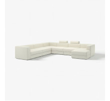 Sofa w kształcie lit U, 7-osobowa, z szezlongiem, prawy z zagłówkiem/Axvall kremowy JÄTTEBO 896.084.10