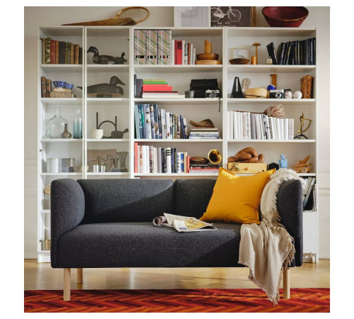 Sofa modułowa, 2-osobowa, Gunnared/ciemnoszary drewno LILLEHEM 994.712.61