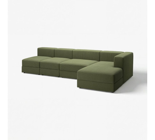 4,5-os sofa modułowa z szezlongiem, prawy/Samsala ciemny żółto-zielony JÄTTEBO 994.714.02