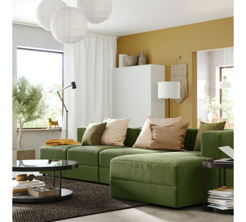 4,5-os sofa modułowa z szezlongiem, prawy/Samsala ciemny żółto-zielony JÄTTEBO 994.714.02
