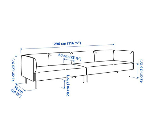 4-osobowa sofa modułowa, Gunnared/brązowoczerwony drewno LILLEHEM 995.360.31