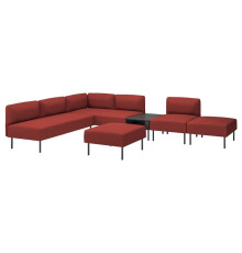 6-os sofa moduł ze stolikiem pomoc, Gunnared/brązowoczerwony metal LILLEHEM 995.534.88