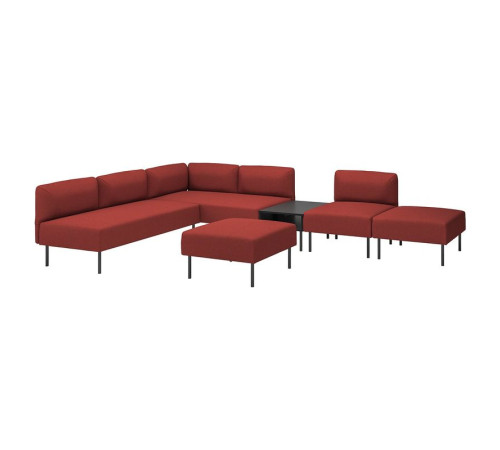 6-os sofa moduł ze stolikiem pomoc, Gunnared/brązowoczerwony metal LILLEHEM 995.534.88