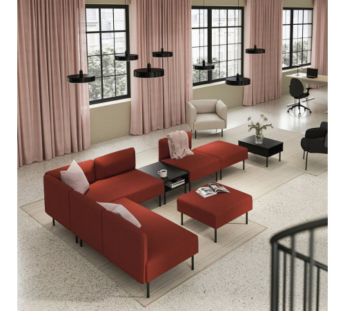 6-os sofa moduł ze stolikiem pomoc, Gunnared/brązowoczerwony metal LILLEHEM 995.534.88