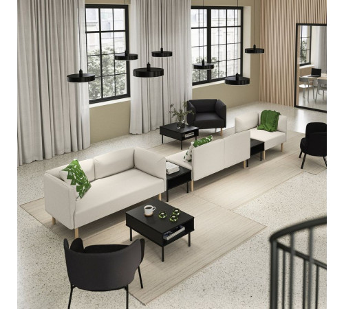 5-os sofa moduł ze stolikiem boczn, Vissle/beżowy drewno LILLEHEM 995.697.43