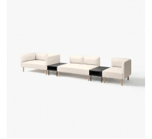 5-os sofa moduł ze stolikiem boczn, Vissle/beżowy drewno LILLEHEM 995.697.43