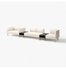 5-os sofa moduł ze stolikiem boczn, Vissle/beżowy drewno LILLEHEM 995.697.43