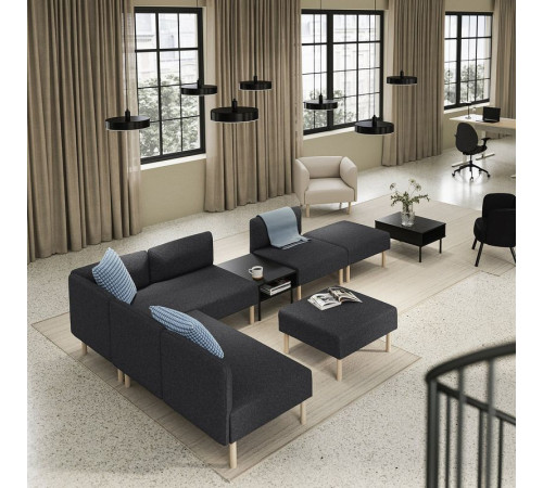 6-os sofa moduł ze stolikiem pomoc, Gunnared/ciemnoszary drewno LILLEHEM 995.747.54