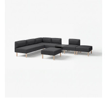 6-os sofa moduł ze stolikiem pomoc, Gunnared/ciemnoszary drewno LILLEHEM 995.747.54