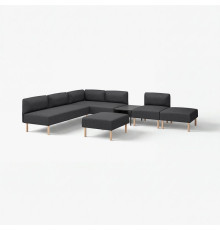 6-os sofa moduł ze stolikiem pomoc, Gunnared/ciemnoszary drewno LILLEHEM 995.747.54