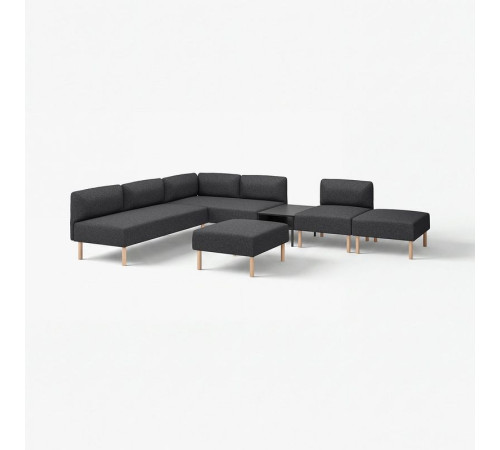 6-os sofa moduł ze stolikiem pomoc, Gunnared/ciemnoszary drewno LILLEHEM 995.747.54