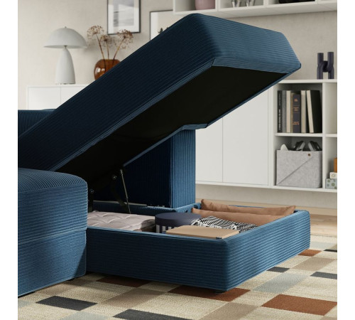 4-osob sofa modułowa z szezlongiem, prawy z zagłówkiem/Samsala granatowy JÄTTEBO 996.083.39