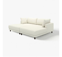 Sofa modułowa, 3-osobowa, z szezlongiem, prawy z podnóżkiem/Axvall kremowy UPPÅKRA 996.141.99