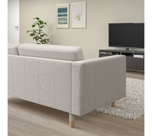 Sofa 3-osobowa, Gunnared beżowy/drewno LANDSKRONA 294.353.37