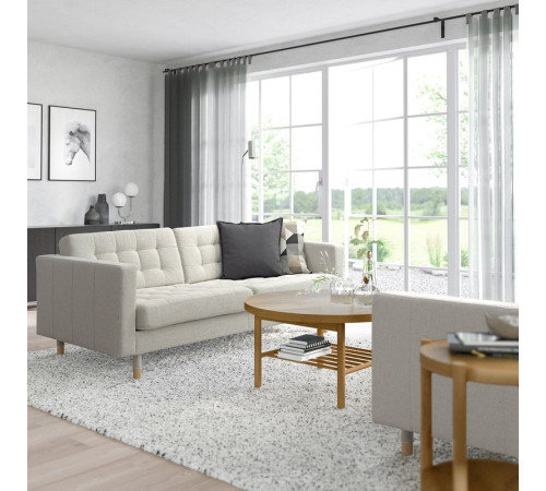 Sofa 3-osobowa, Gunnared beżowy/drewno LANDSKRONA 294.353.37