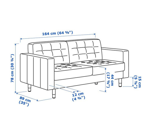 Sofa 2-osobowa, Gunnared jasnozielony/drewno LANDSKRONA 392.702.89