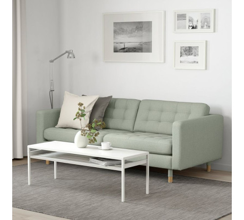 Sofa 3-osobowa, Gunnared jasnozielony/drewno LANDSKRONA 392.703.26