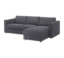 Sofa 3-osobowa, z szezlongiem/Gunnared średnioszary VIMLE 393.991.12