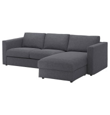 Sofa 3-osobowa, z szezlongiem/Gunnared średnioszary VIMLE 393.991.12
