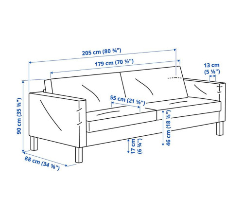 Sofa 3-osobowa, Vittangi jasnobeżowy/biały SALTSJÖBADEN 496.214.23