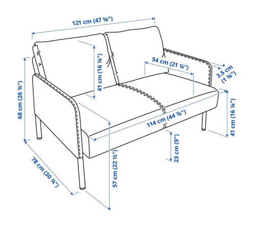 Sofa 2-osobowa, Knisa ciemnoszary GLOSTAD 504.890.12