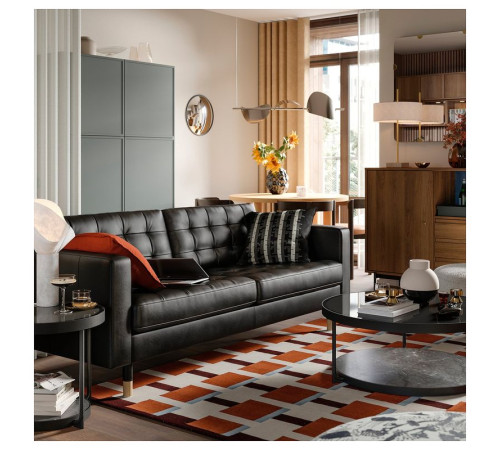 Sofa 3-osobowa, Grann/Bomstad czarny/drewno LANDSKRONA 590.317.02