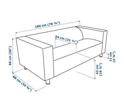 Sofa 2-osobowa, Vissle szary KLIPPAN 790.106.14