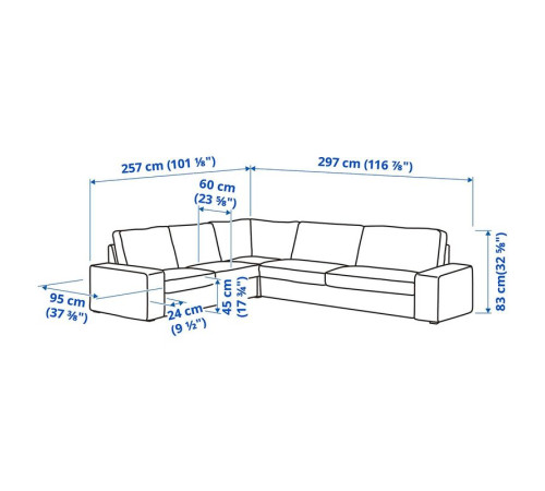 Sofa narożna 5-osobowa, Tallmyra ciemnozielony KIVIK 794.847.21