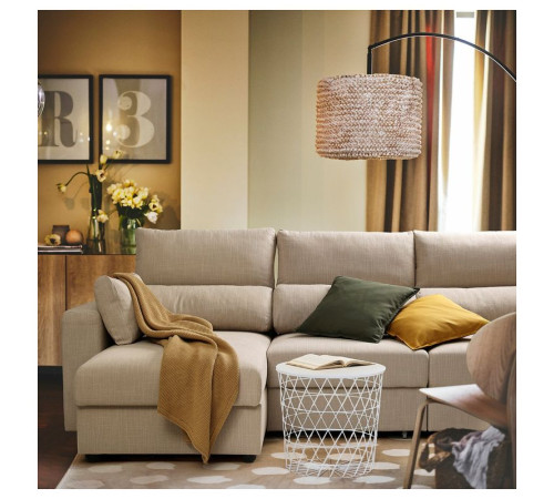 Sofa 3-osobowa z szezlongiem, Hillared beżowy ESKILSTUNA 795.373.95