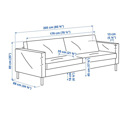 Sofa 3-osobowa, Vittangi jasnobeżowy/biały SALTSJÖBADEN 796.227.65