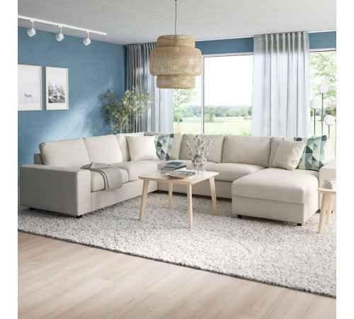 Narożna sofa 5o z szezl, z szerokimi podłokietnikami/Gunnared beżowy VIMLE 094.018.28