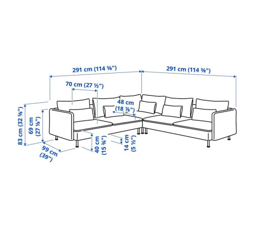 Sofa narożna, 6-osobowa, Tonerud szary SÖDERHAMN 094.520.78