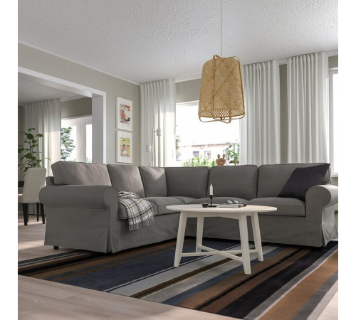 Sofa narożna 4-osobowa, Hakebo ciemnoszary EKTORP 095.089.85