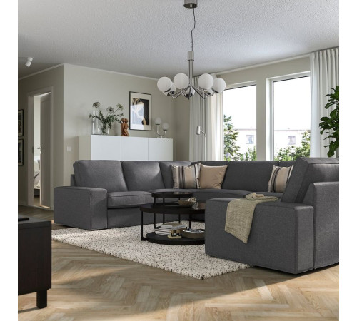 Sofa w kształcie lit U, 7-osobowa, Gunnared średnioszary KIVIK 095.276.96