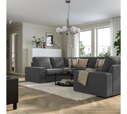 Sofa w kształcie litery U, 6-osob, Tallmyra średnioszary KIVIK 095.278.04