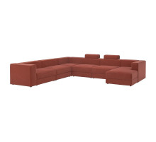 Sofa w kształcie lit U, 7-osobowa, z szezlongiem, prawy z zagłówkiem/Samsala brązowoczerwony JÄTTEBO 096.084.09