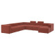 Sofa w kształcie lit U, 7-osobowa, z szezlongiem, prawy z zagłówkiem/Samsala brązowoczerwony JÄTTEBO 096.084.09