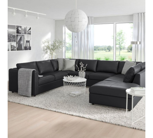 Sofa w kształcie litery U, 6-osob, z otwartym końcem/Grann/Bomstad czarny VIMLE 193.067.84