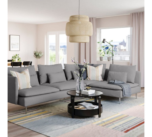 Sofa narożna 4-osobowa, z otwartym końcem/Tonerud szary SÖDERHAMN 194.520.73