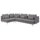 Sofa narożna 4-osobowa, z otwartym końcem/Tonerud szary SÖDERHAMN 194.520.73