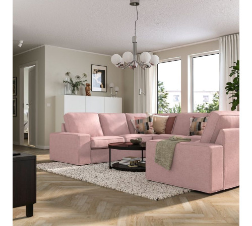 Sofa w kształcie litery U, 6-osob, Gunnared jasny różowy KIVIK 195.277.14