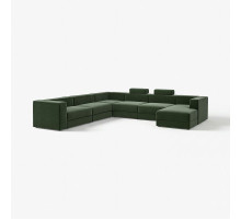 Sofa w kształcie lit U, 7-osobowa, z szezlongiem, prawy z zagłówkiem/Johanneshov ciemnozielony JÄTTEBO 196.084.18