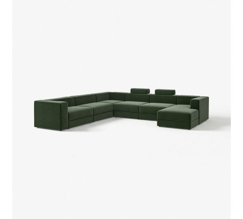Sofa w kształcie lit U, 7-osobowa, z szezlongiem, prawy z zagłówkiem/Johanneshov ciemnozielony JÄTTEBO 196.084.18