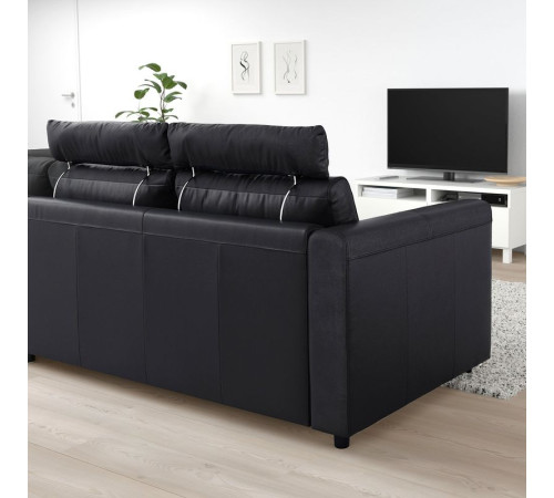 Sofa narożna 4-osobowa, z otwartym końcem z zagłówkiem/Grann/Bomstad czarny VIMLE 293.062.84