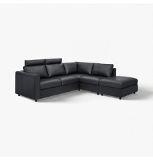 4-местный угловой диван, открытый торец с подголовником/Гранн/Бомстад черный VIMLE 293.062.84