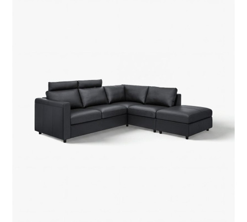 Sofa narożna 4-osobowa, z otwartym końcem z zagłówkiem/Grann/Bomstad czarny VIMLE 293.062.84