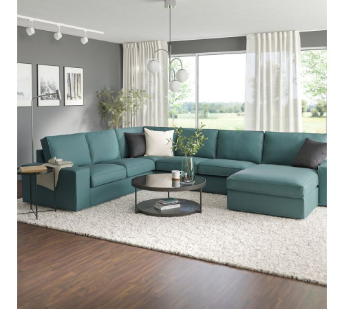 Narożna sofa 5o z szezl, Kelinge szaroturkusowy KIVIK 294.430.21