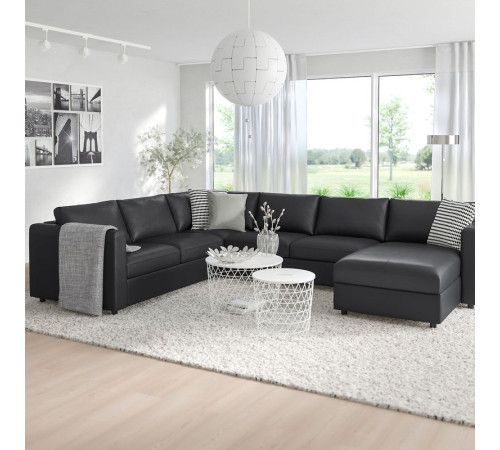 Sofa narożna 5-osobowa, z szezlongiem/Grann/Bomstad czarny VIMLE 393.067.64