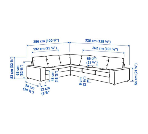 Sofa narożna 5-osobowa, z szerokimi podłokietnikami/Gunnared beżowy VIMLE 394.017.99